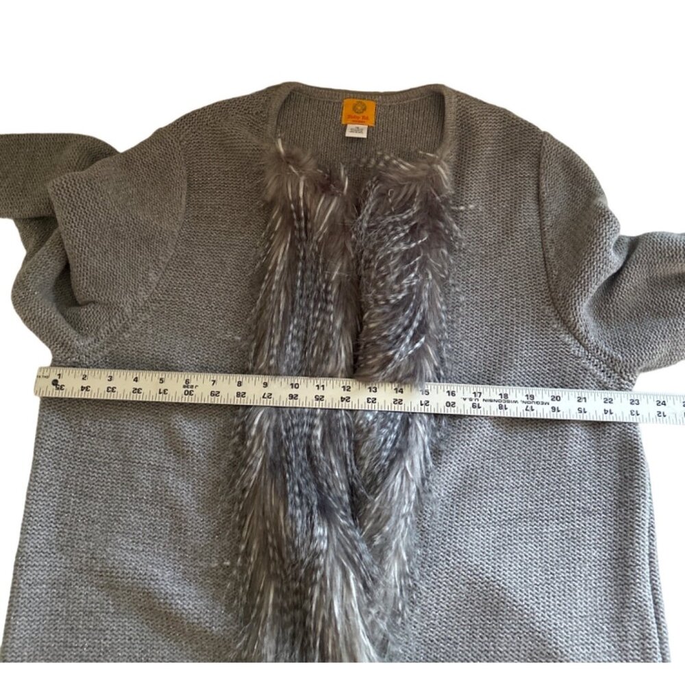 Ruby Road, Gray Metallic Open Front Faux Animal F… - image 7